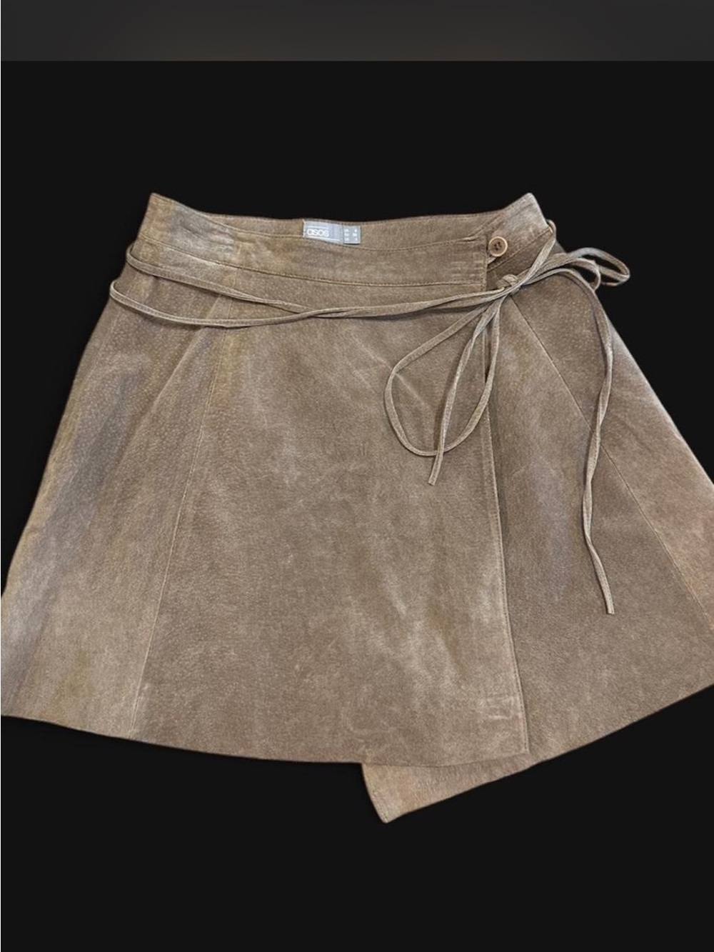 ASOS Taupe Suede Wrap Mini Skirt